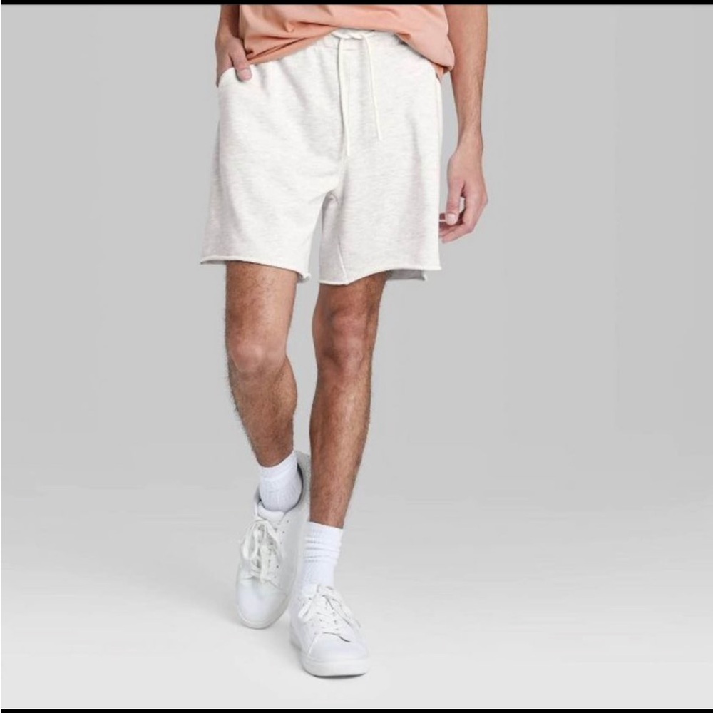 Men's 8.5" Printer Relaxed Fit Jogger Shorts-White/Pinwheel XXL